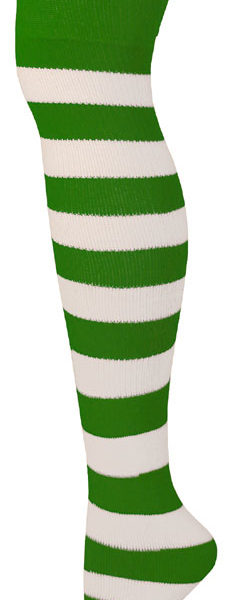 Socks-Striped Kelly Green & White | Santa's Clauset
