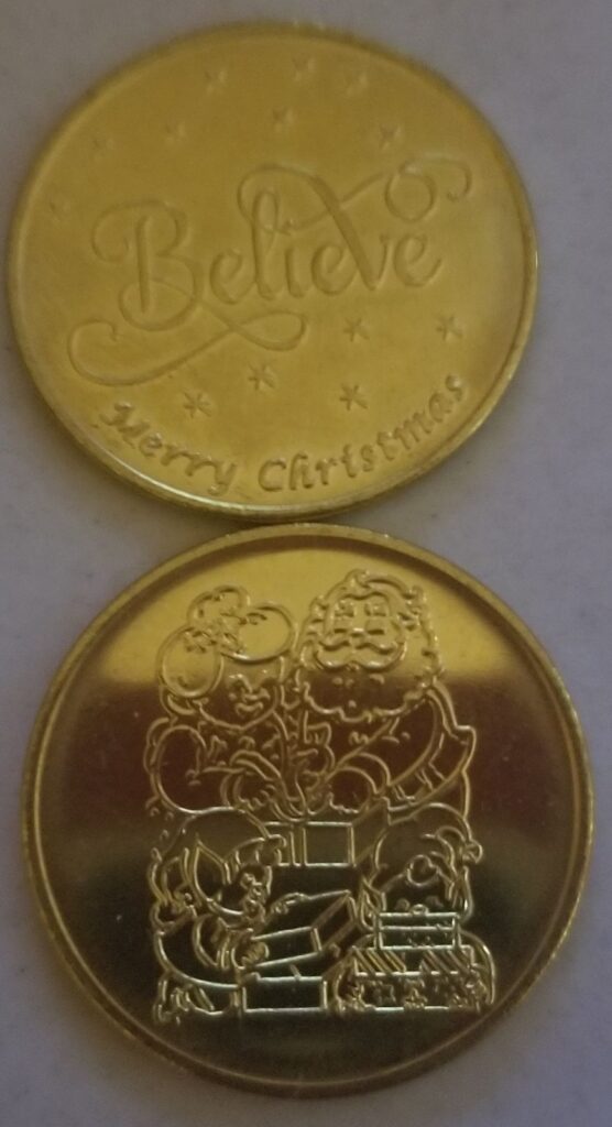 Coin & Tokens- Santa Family- Believe- Brass