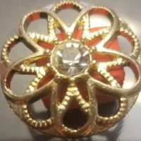 Button- Snow Flake Style with Center Rhinestone