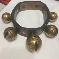 Sleigh Bells Hand Held 5 Bells 19" Chocolate Brown